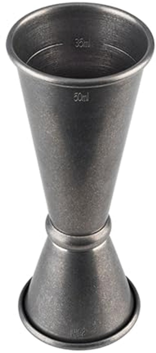 Buddy´s Bar dubbele barmaat jigger - 2 cl en 4 cl - antiek roestvrij staal - binnenmaten 1 cl en 3 cl