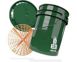 Wasemmer Set - Emmer met Deksel - Auto Wassen - Met Grit Guard - 20 liter - Donkergroen