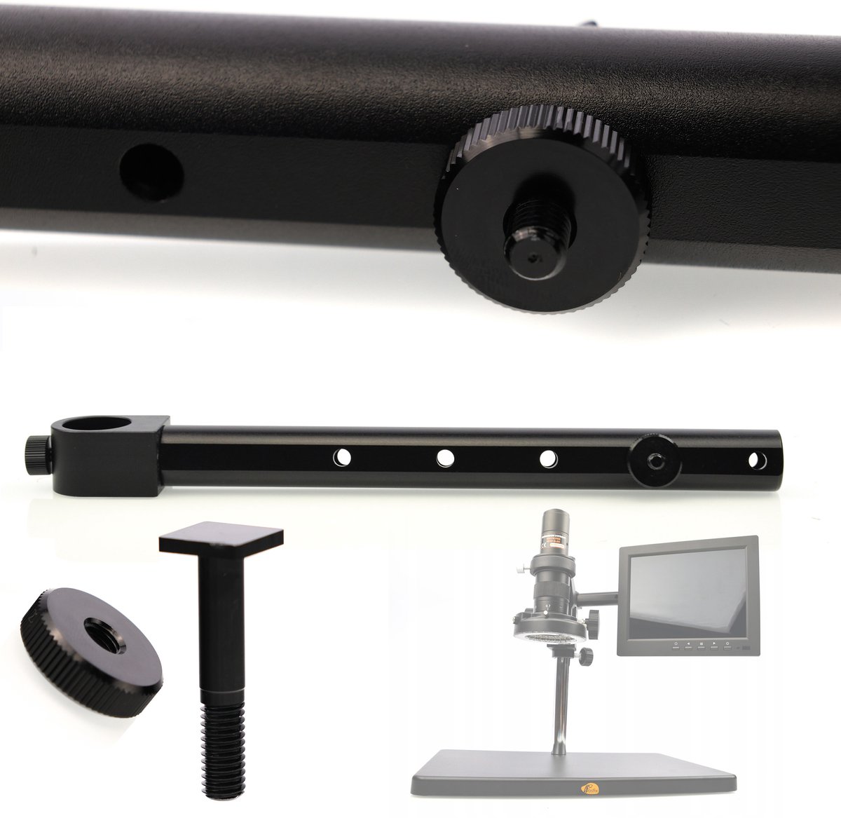 Rosfix Houder voor Display Mikroscoop 280mm - 360° Verstelbaar - Ø25mm, 5 Schroefpunten
