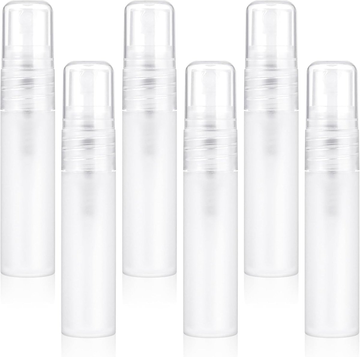 Set van 6 Mini Spray Flacons van 5ml - Transparante Herbruikbare Parfum Atomizers voor Reizen, Kantoor en Outdoor Gebruik
