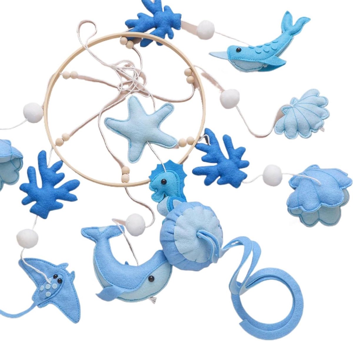 Babybed Mobiel - Hangend Speelgoed Wieg - Baby Kalmeren - Handgemaakt met Vilt - ca. 50 cm - Uniek
