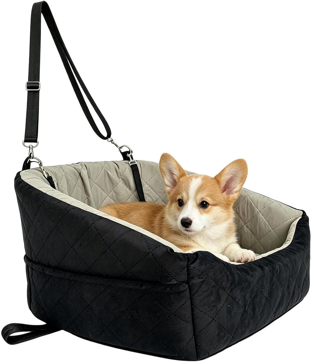 Hondenstoel voor Auto - Honden Verhoogstoel - Veilig Reizen - Antislip Onderstel - 33 x 30 x 5 cm - Zwart