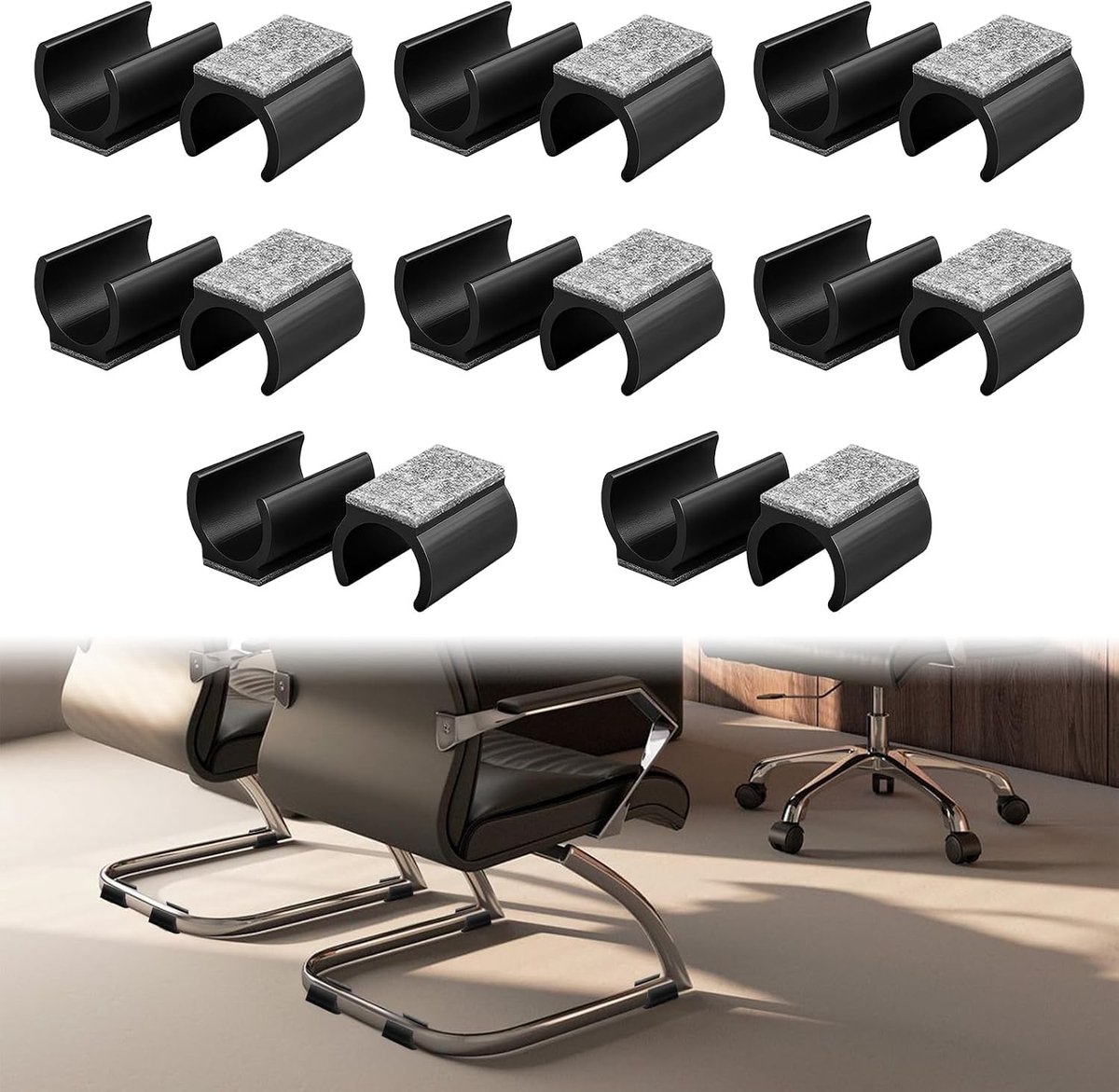 Set van 16 Stoelglijders 24-25 mm voor Vloerbescherming - Bescherming tegen Krassen op Parket en Meubels