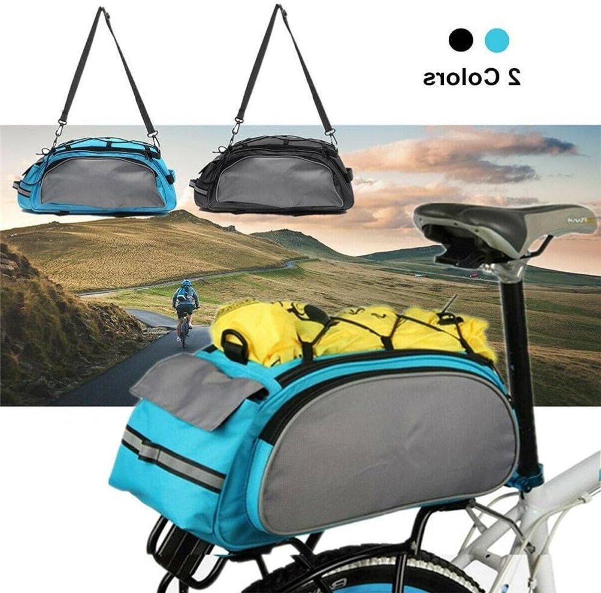 Fietstas Achterdrager - Fietstas Bagage - Fietsen Boodschappen - Waterafstotend Materiaal - 13 Liter - Zwart