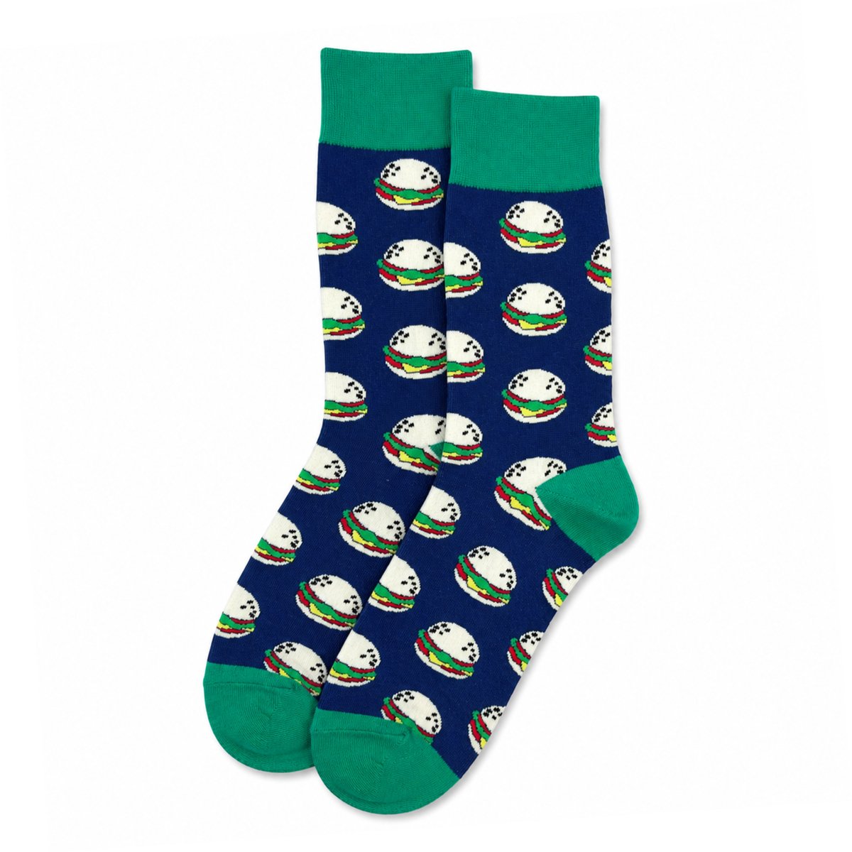 MoodLux Korean Style Sokken - Hamburger Print - 2 paar - Blauw - Maat 36-39