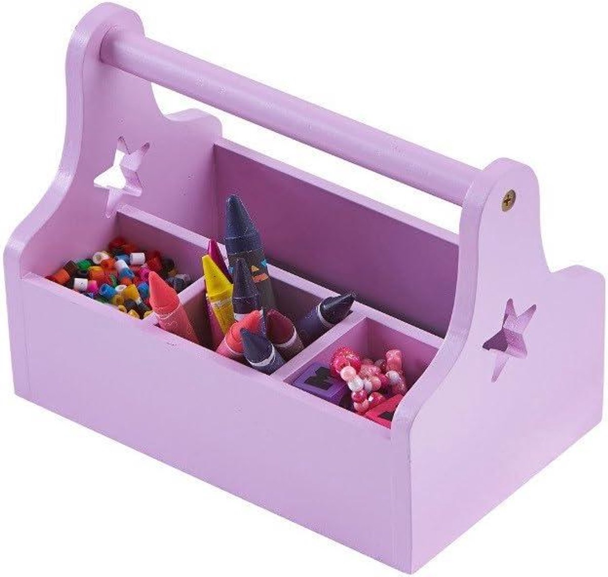 Opbergdoos Ster - Kinderkamer organizer - Speelgoed opbergen - Houten materiaal - 21 x 16 cm - Roze/Lila