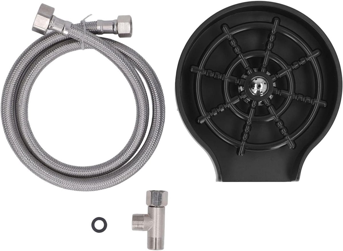 Glazenspoeler Keuken - Gootsteen Reiniger - Snel Glazen Wassen - Hogedruk Spoeling - Compleet Met Slang - Zilver