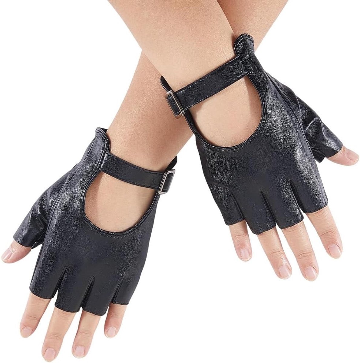 Half vinger leren handschoenen voor punk, steampunk en gothic stijl - perfect voor cosplay en motorrijden, unisex ontwerp, comfortabel en duurzaam