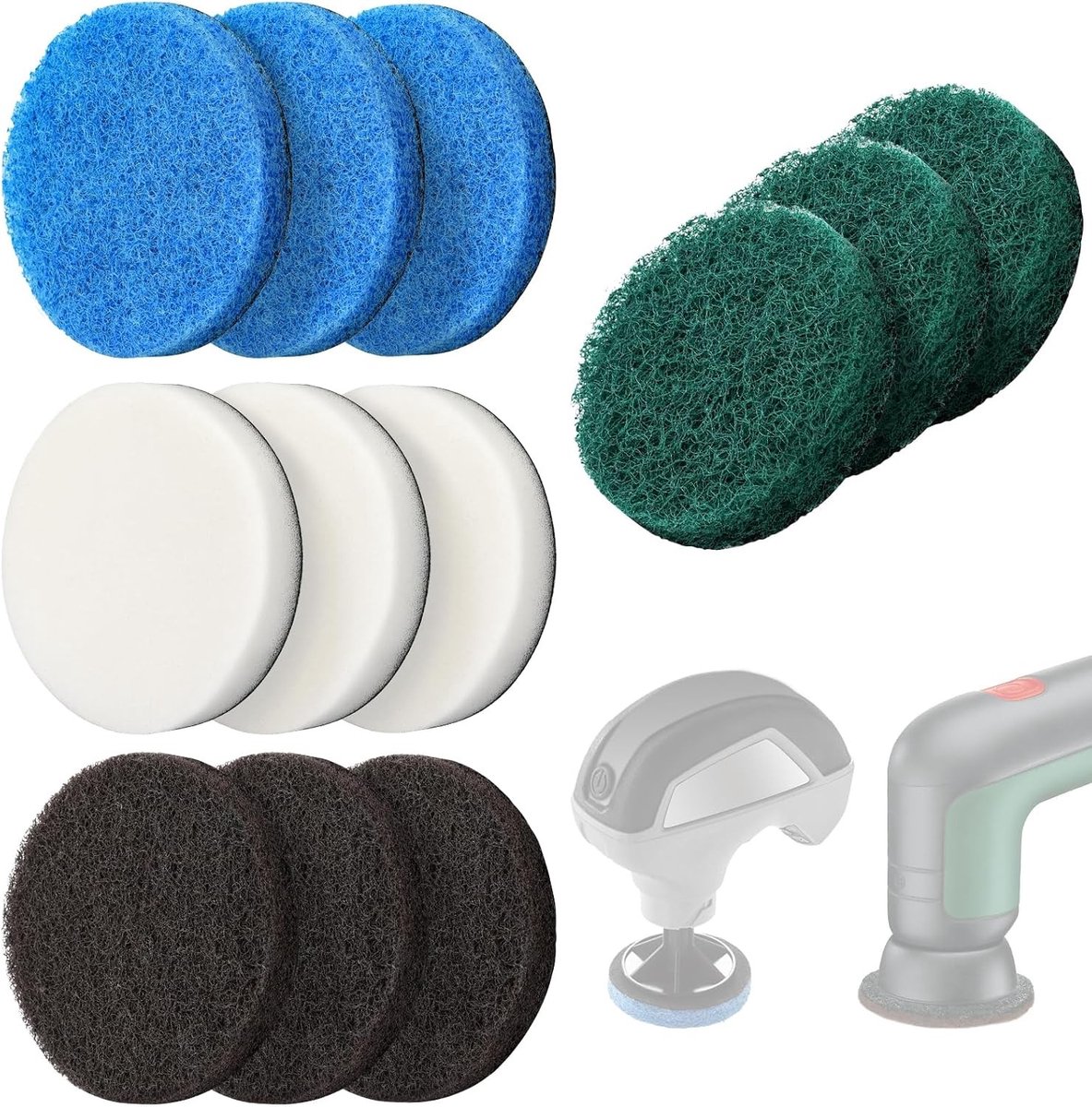 12 x 4-in-1 Vervangborstels voor Universele Borstels – Krachtige Microvezel Pad, Eenvoudig Vervangbaar voor Badkamer, Keuken en Tuin, Ideaal voor Schoonmaken en Onderhoud