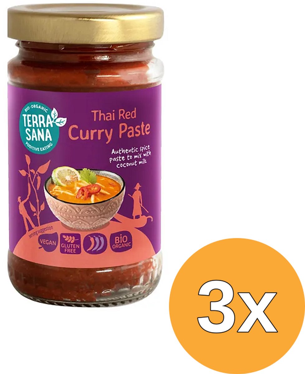 3x Terrasana Thaise Rode Currypasta Bio (120 gr)