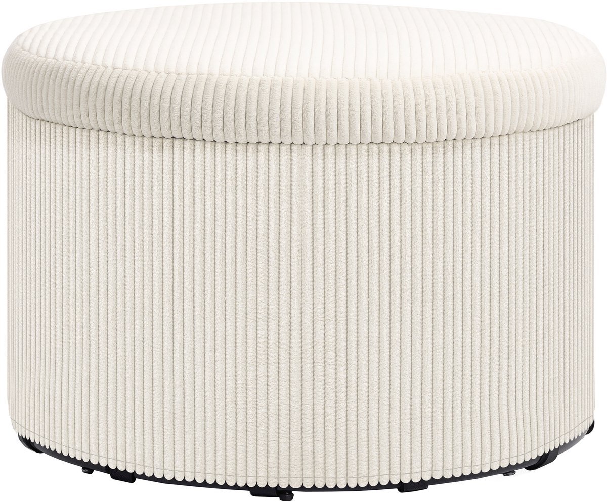 Voetenbank met 97 liter opbergruimte - corduroy stof - schuim - zitkussen - beige