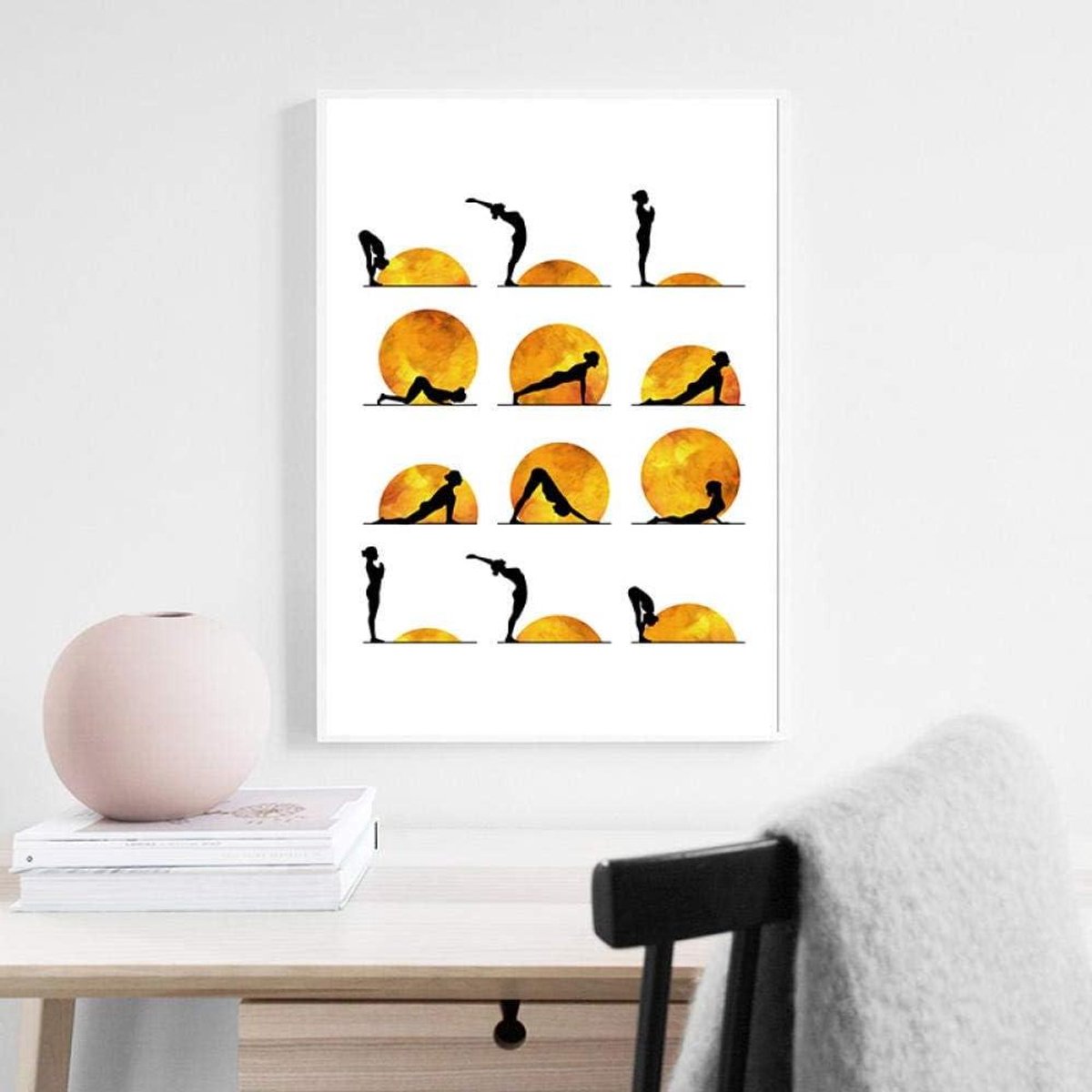 Abstracte Yoga Poster - Wanddecoratie Canvas - Gym Kamer Decoratie - Niet Ingelijst - 50x70cm - Meerdere Kleuren