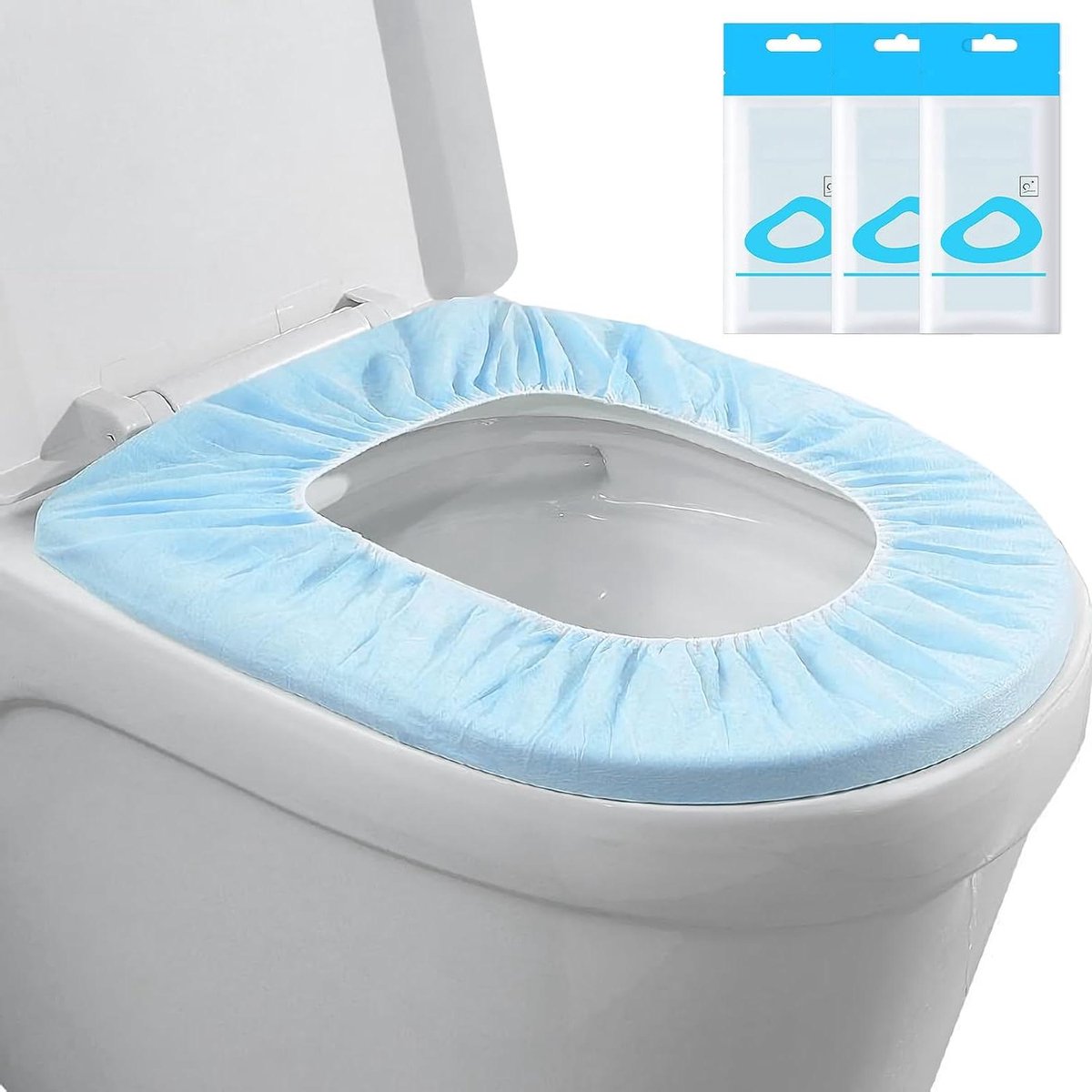 Wegwerp Toiletstoelhoezen - Reis Toilet Brilhoesjes - Hygiënisch Reizen - Waterdicht Anti-slip - 20 stuks - Blauw