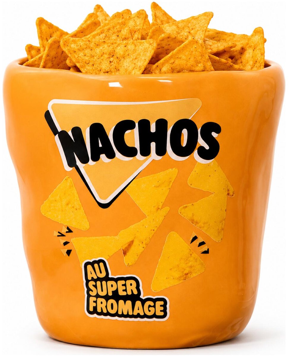Cook Concept Nacho bak / emmer - geel - keramiek - 15 x 13 cm - bioscoopstijl - snackschaal