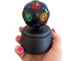 Disco bol - zwart - roterend - D7xH12 cm - mini - multi kleurige - LED verlichting - party licht bal - discobal