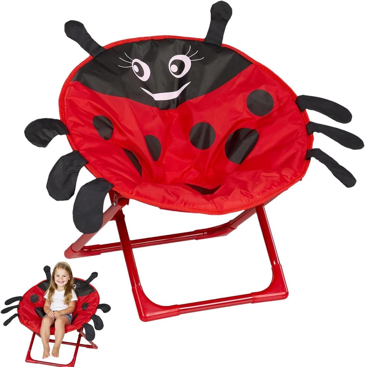 Kinder Strandstoel - Kindermeubilair Stoel - Buiten Spelen - Lieveheersbeestje Design - 40 x 510 x 40 mm - Rood