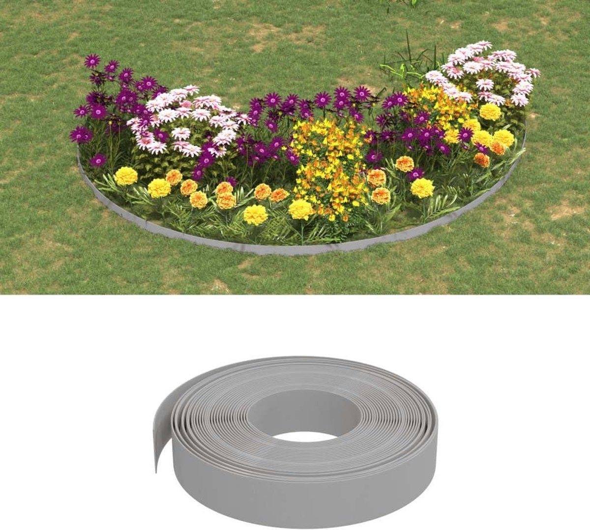 Tuinranden - Gazonafscheiding Bloemrand - Tuinieren Borders Maken - Flexibel Buigbaar Ontwerp - 4 stuks 10 meter - Grijs