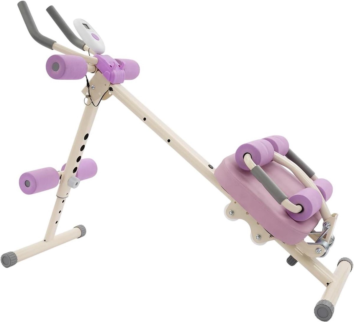 Buikspiertrainer - Buiktrainer thuis - Core training - Inklapbaar ontwerp - 125 x 41 x 82 cm - Lila