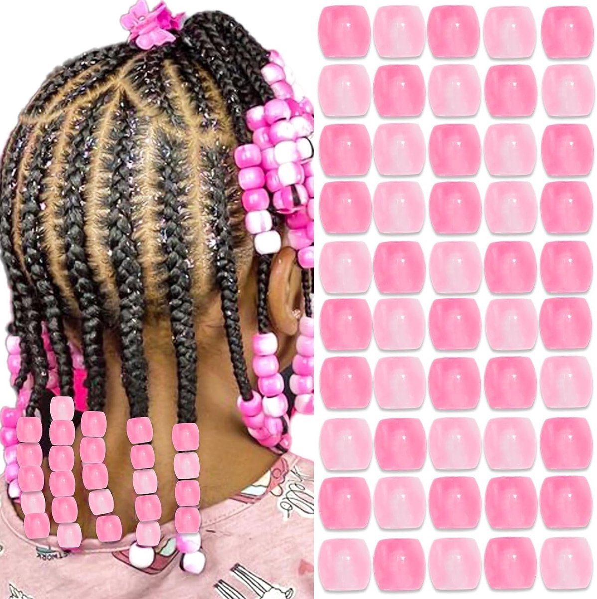 Haarkralen Set - Vlecht Accessoires - Haar Decoratie - Acryl Plastic Materiaal - 50 Stuks - Lichtroze