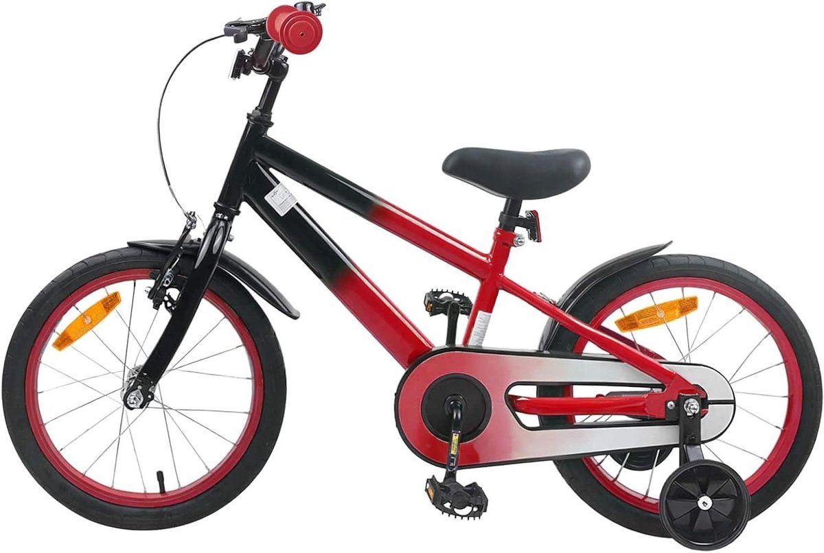 Kinderfiets Loopfiets Mini Fietser Veilig Buiten Fietsen Stevig Stalen Frame 16 Inch Rood Zwart