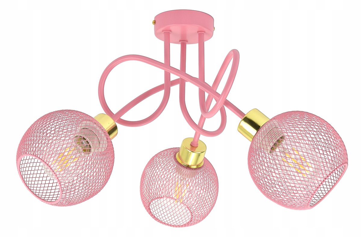 Merkloze Roze Hanglamp Loft Stijl - 3xE27 Fitting