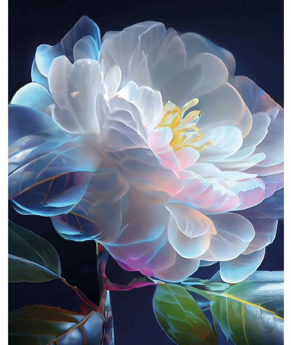Merkloos 5D Diamond Painting Kit 40x50 cm - Bloemen Pioenroos