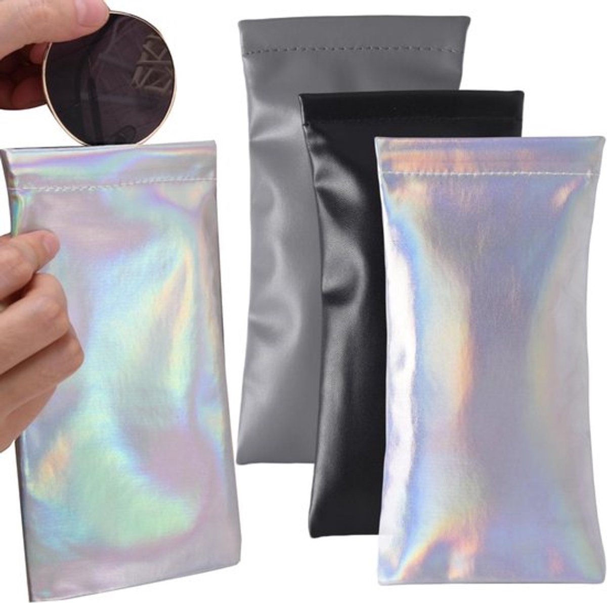 3 Pcs Zachte Bril Etuis, PU Leren Zonnebril Tas, Leestassen, Draagbare Waterdichte Opbergtassen voor Mannen en Vrouwen