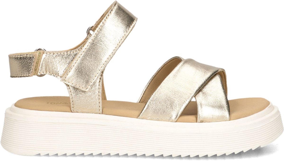 Ton & Ton Meisjes Platte sandalen - Alba - Goud - Leer - Plateauzool - Maat 30