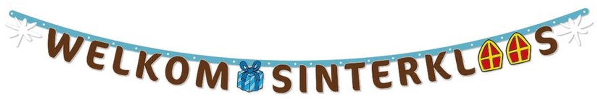 Letterbanner Sinterklaas 2 meter - Sinterklaas Decoratie Versiering Piet December Ballon Vlaggenlijn