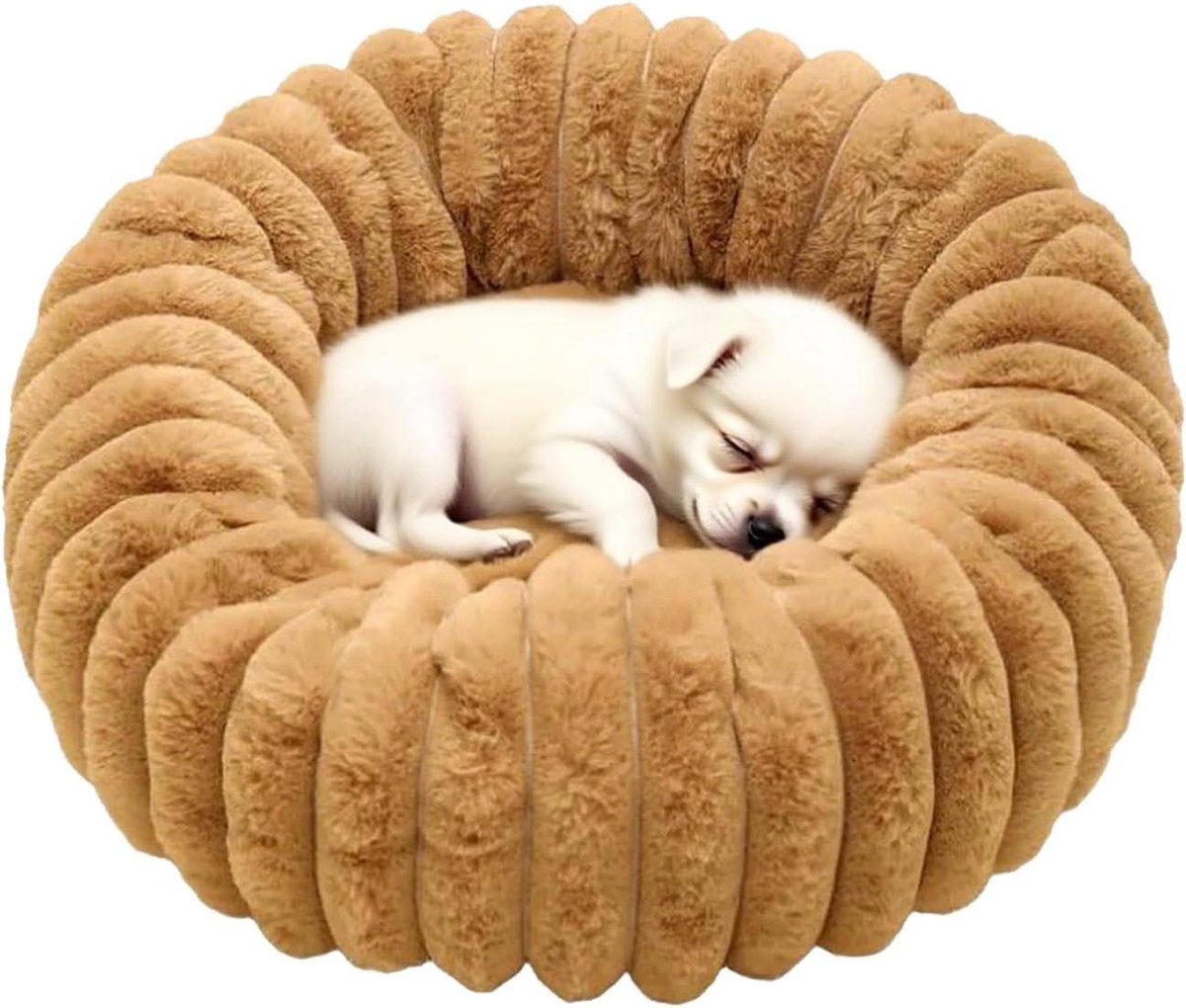 Honden Donut Mand - Knus Huisdierbed - Rustgevende Slaapplek - Machinewasbaar Ontwerp - 40x40x15 cm - Kameel