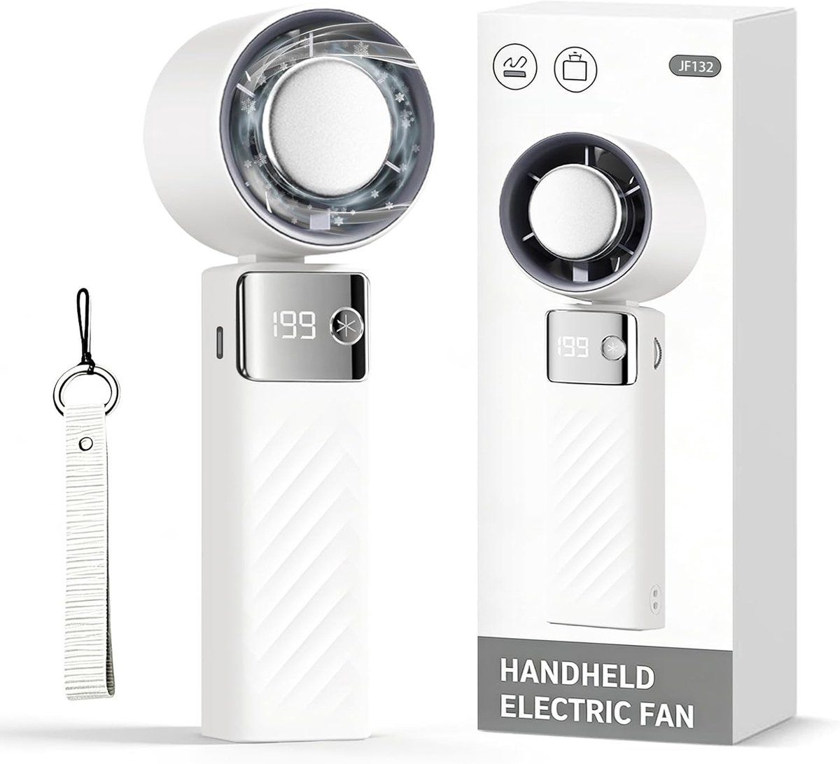 Draagbare Handventilator - Wit - 6 x 5 x 18 cm - Oplaadbare Miniventilator met Turbo Koeling - Voor Binnen en Buiten