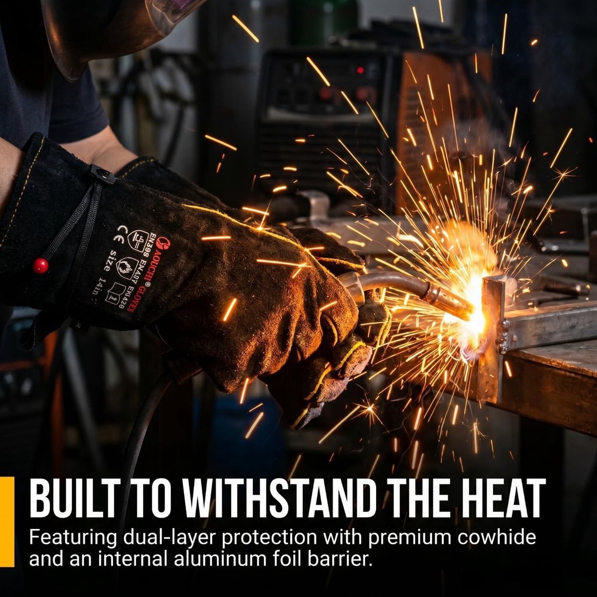 Grillhandschoenen - Zwart - Maat S - Hittebestendige Leren Handschoenen voor Lassen en BBQ