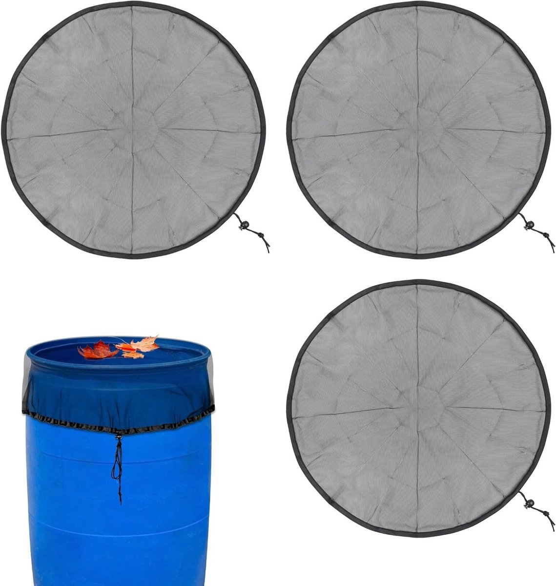 Regentonafdekking - Zwart - Ø 80 cm - Verstelbare Mesh met Trekkoord - Voor Bescherming Tegen Bladeren en Insecten