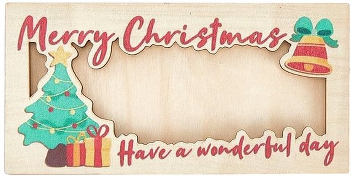 Houten Kerstgeldhouder met Wenskaarten voor Feestdagen