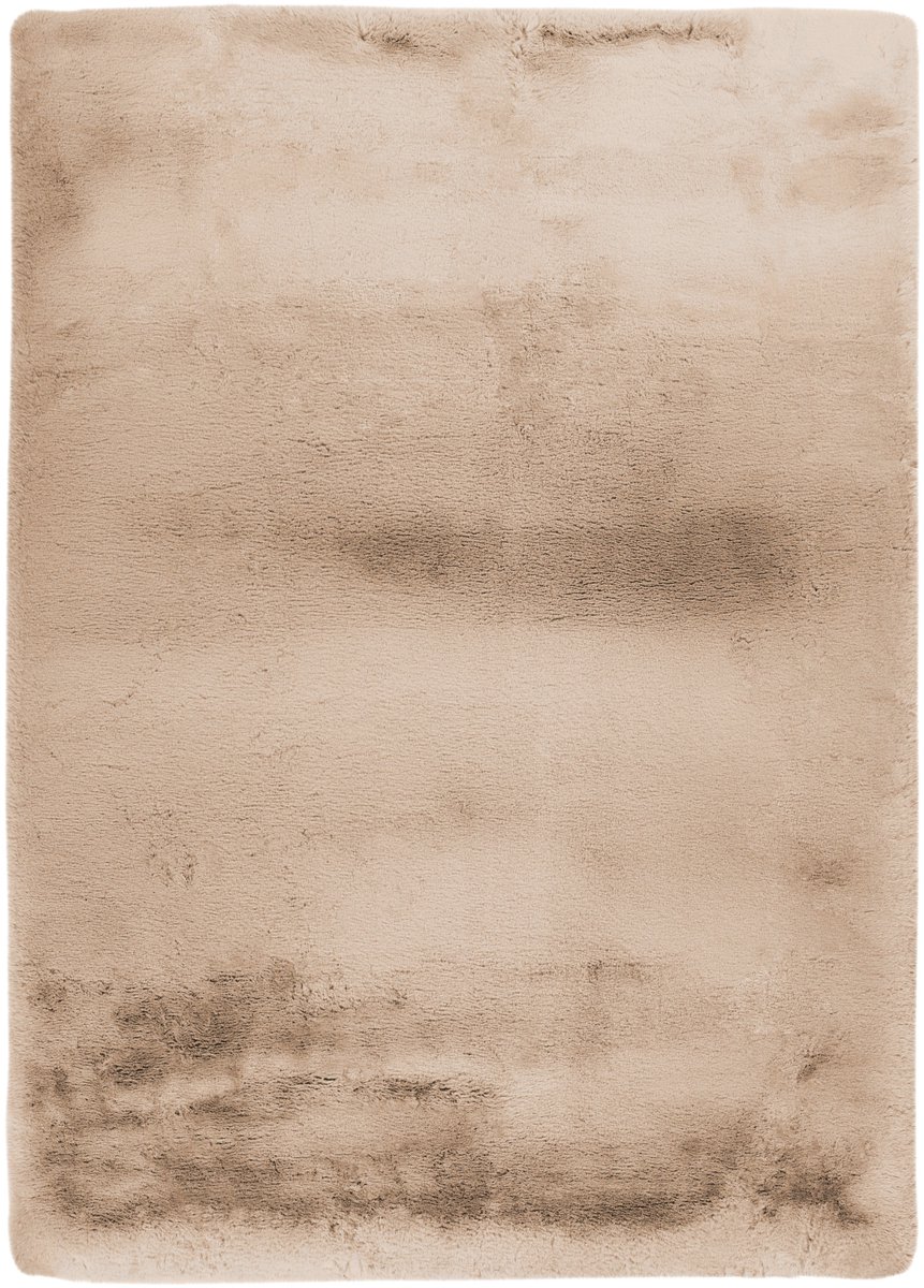 Padiro hoogpolig vloerkleed 120 x 170 cm - beige - modern effen design - geschikt voor vloerverwarming - van polyester