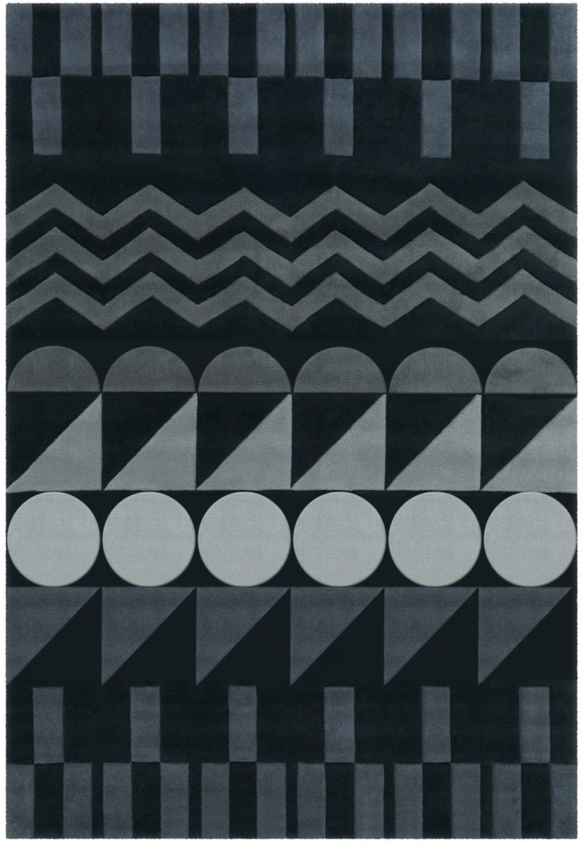 Padiro laagpolig vloerkleed 170 x 240 cm - grijs - modern geometrisch patroon - geschikt voor vloerverwarming - van modacryl