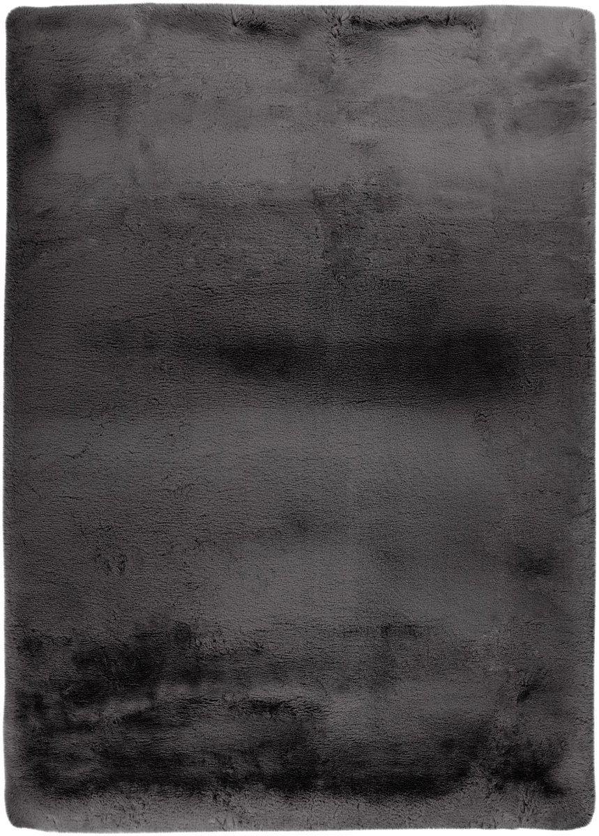Padiro hoogpolig vloerkleed 120 x 170 cm - grijs - modern effen design - geschikt voor vloerverwarming - van polyester