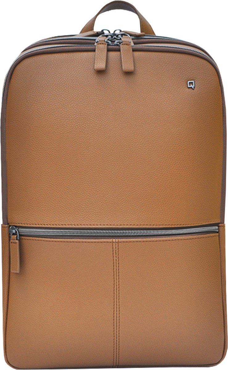 DESQ® Leren Rugzak - Laptop 15,6" - MacBook 16"- 3 Compartimenten + 1 Voorvak - 20 Liter - Hoogwaardig bruin generfd leer - Dutch Design Modern en Slank
