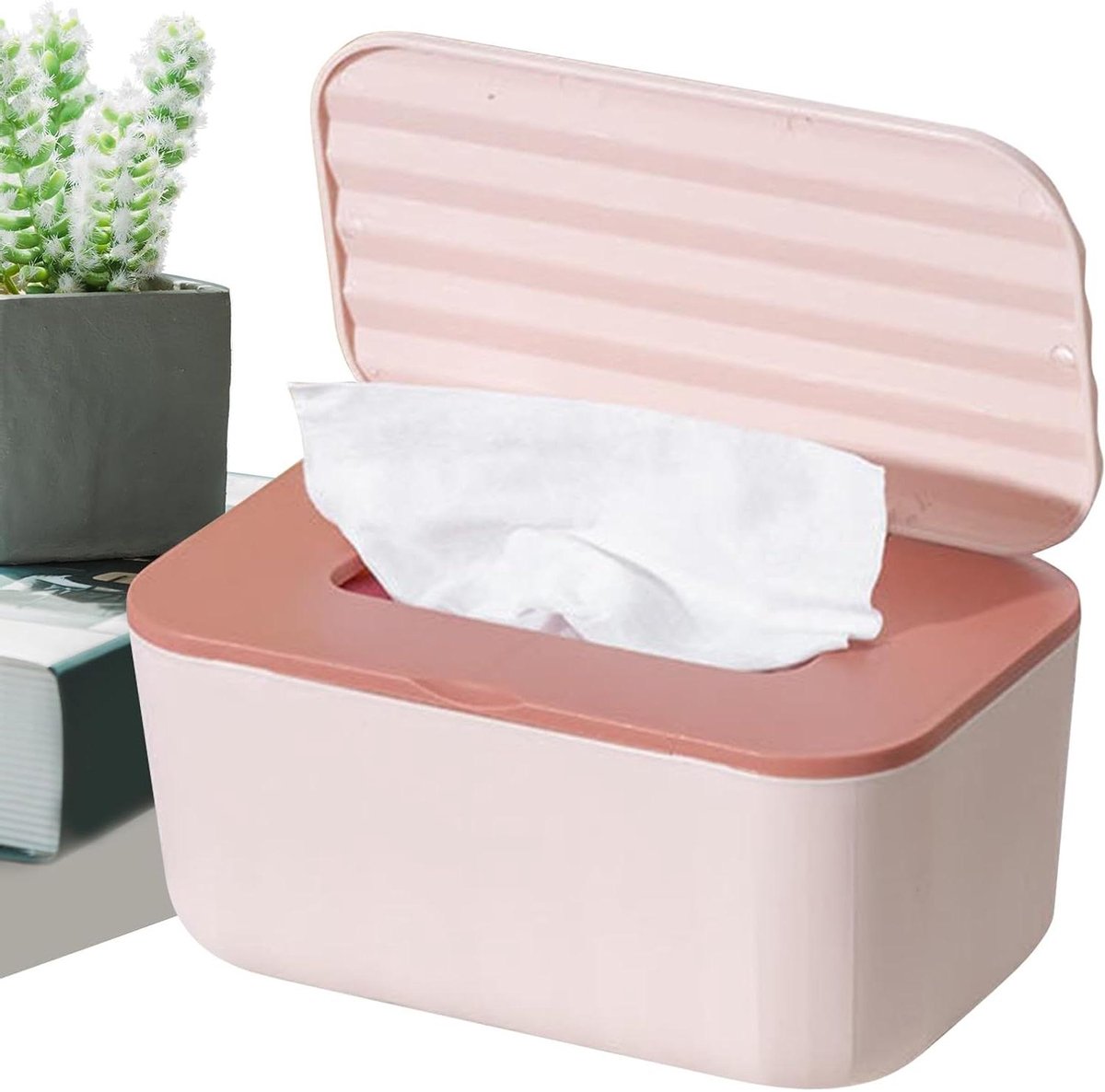 Babydoekjes Dispenser - Tissues Houder - Onderweg Gebruiken - Verzegeld en Stofdicht - 20.5 x 12.5 x 10 cm - Roze
