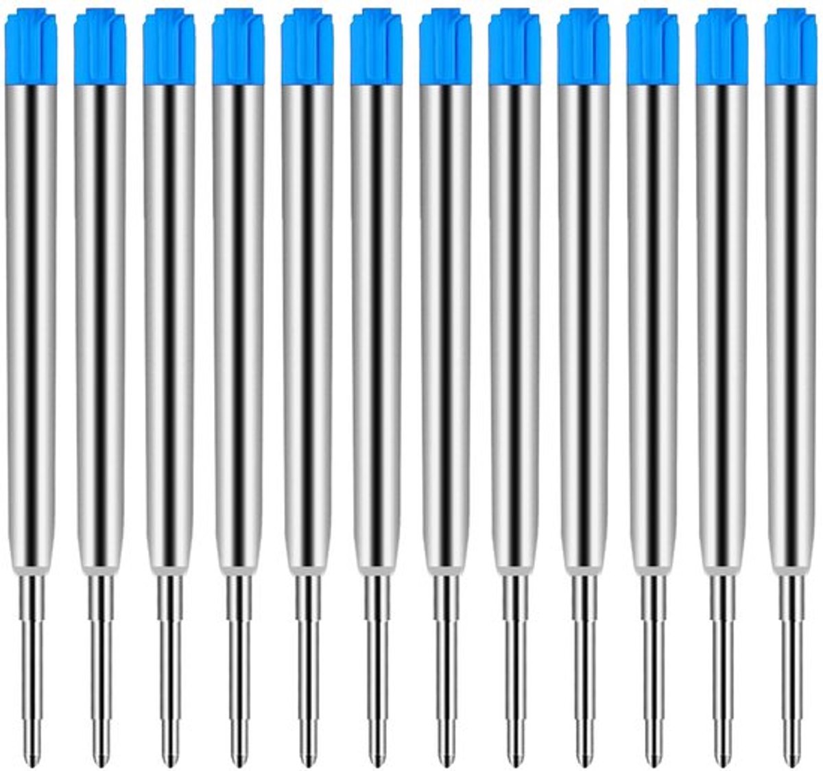 Balpenvullingen 12 Stuks - Metalen Vervangbare Vullingen - 1,0 mm Middelgrote Penpunt - Soepel Schrijvend - 9,9 cm Lengte - Geschikt voor Gewone Balpen - Penvullingen