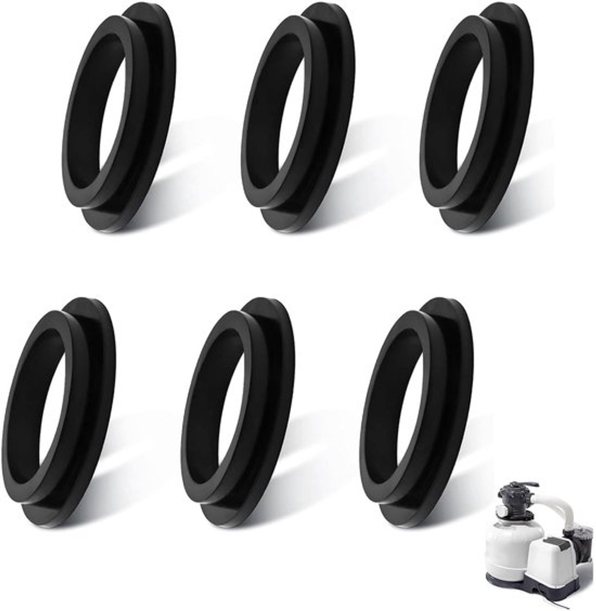 O-ring set 6 Stuks - Rubber Afdichtingsringen - Vervangingsonderdelen - Voor Intex Zandfilterpompen - Duurzaam Materiaal - Eenvoudige Installatie - Afdichtring