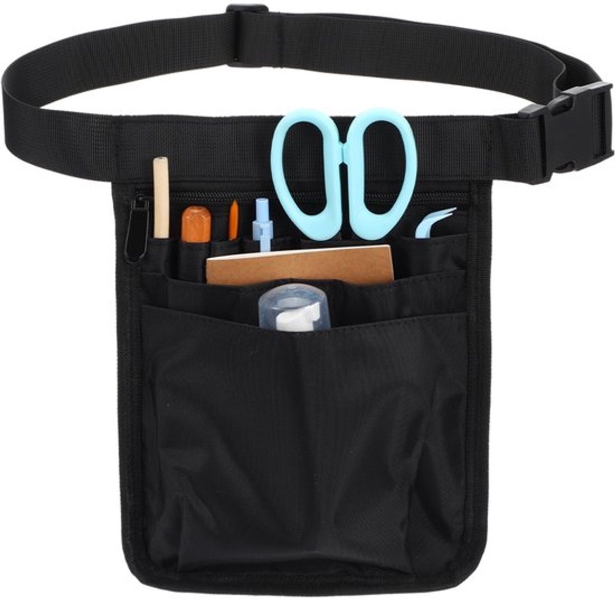 Heupzakje met Verstelbare Riem - Taille Organizer - Opbergtas voor Restaurants - Zwart - 18,6 x 25 cm - Comfortabel en Ruim - Heuptas