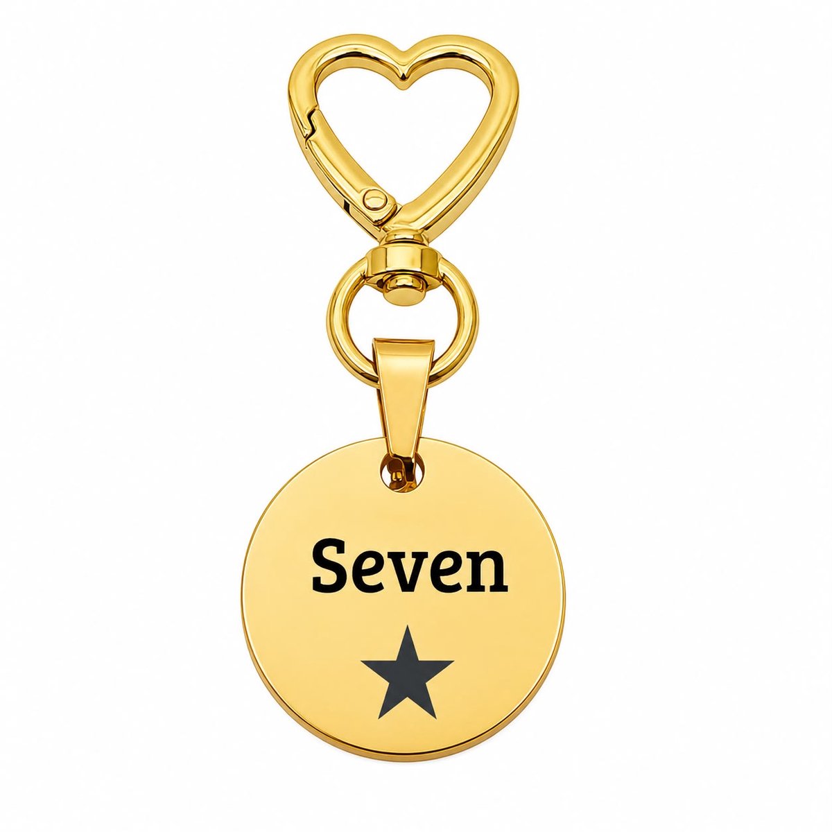 Hondenpenning RVS | Goud | Penning Rond met Bevestigingshart | Ronde Hondenpenning | Penning inclusief Graveren | Petshop Seven