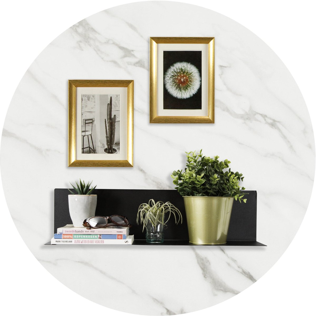 Design Magneetbord Rond - Marmer Wit - Rond - 60cm - Kamer26