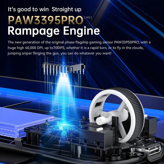 Draadloze Gaming Muis - Lichtgewicht Muis - PC Gaming - Superlicht Ontwerp - 39g - Wit — afbeelding 3