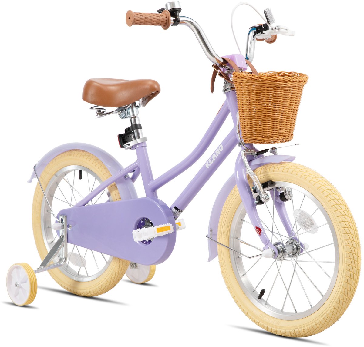 Keano 16 Inch Kinderfiets voor Meisjes 4-7 Jaar 41-53 inch met Zijwieltjes Kinderfiets Paars