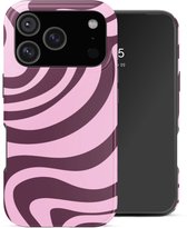 Selencia Hoesje - Geschikt voor Apple iPhone 18 Pro / 17 Pro - Backcover - Wavy Swirl Pink Plum