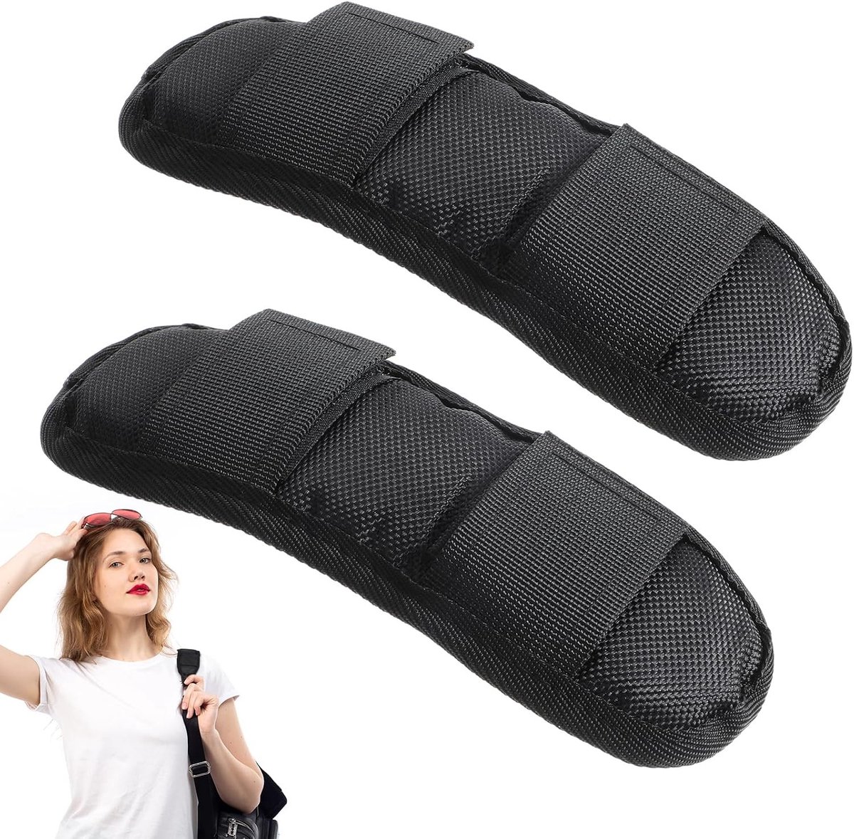 Zwarte Afneembare Schouderband Pads voor Bagage - Universele Vervangende Schouderkussens, Extra Dikke Schouderriem, Comfortabele Schoudertas Accessoires