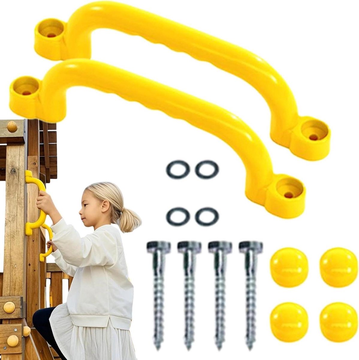 Veiligheidsgrepen Speeltuin - Klimgrepen Boomhut - Buiten Spelen - Weerbestendig ABS Materiaal - 25 cm - Geel