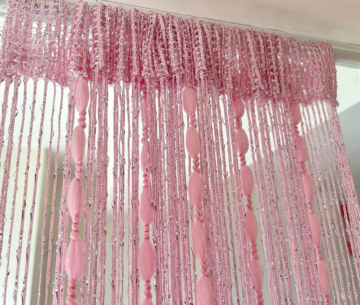 Vliegengordijn kralen - Roze - 100 x 200 cm - Polyester Draadgordijn - Voor Balkondeuren en Ramen